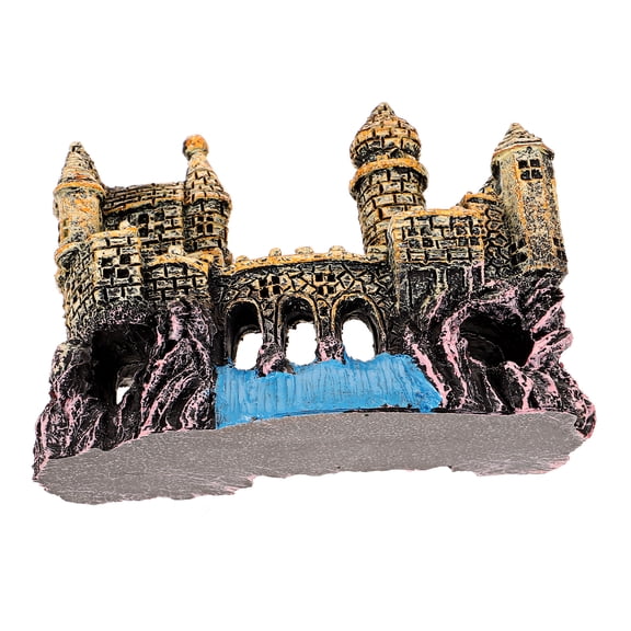 Raindrops Wear Resistant Resin Castle Aquarium Ornament for Medium and Large Fish Tanks