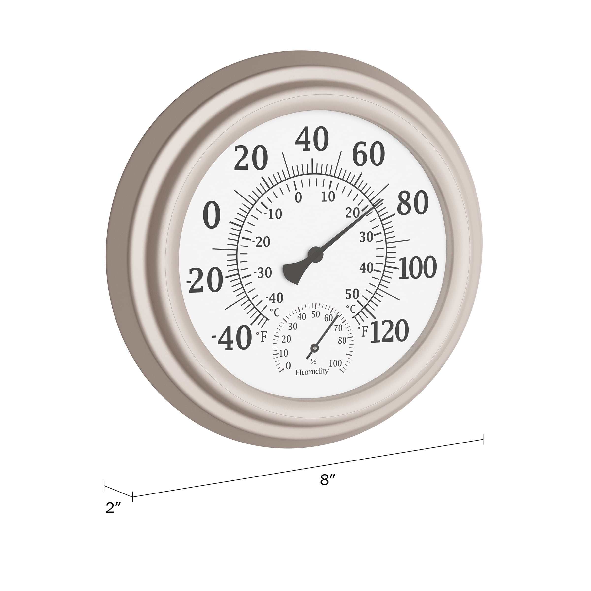 Pure Garden 8-inch Indoor/Outdoor Wall Thermometer and Hygrometer (Silver) 8"x2"
