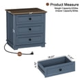 thumbnail image 6 of PLAMLE End Table for Living Room with 3 Drawers Storage Retro End Table Table with Charging Station Wooden Nightstand side End Table for Bedroom, 6 of 7