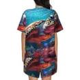thumbnail image 6 of Daiia Colorful Ocean Sea Turtle Pattern Womens Pajama Sets Short Sleeve Pajamas for Women Sets Soft Lounge Sets Casual Round Neck Sleepwear PJS-3X-Large, 6 of 7