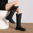 thumbnail image 3 of Knee High Snow Boots for Women Cute Bow Thickened Warm Chunky Lug Sole Winter Mid Calf Booties Casual Cold Weather Tall Boots Black 8.5, 3 of 5