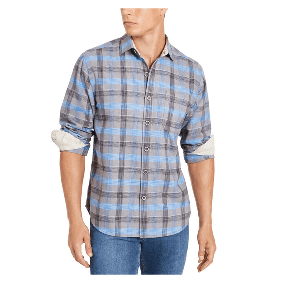 Tommy Bahama Men's, Canyon Beach Plaid Shirt, Bengal Blue, M