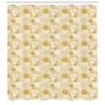 thumbnail image 3 of Floral Shower Curtain, Abstract Floral Arrangement with Blossoming Petals and Leaves Hand Drawn Dots, Fabric Bathroom Set with Hooks, 69W X 84L Inches Extra Long, Yellow and White, by Ambesonne, 3 of 3