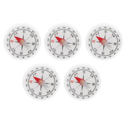 HAKIDZEL 5pcs Little Compass Plastic Flat Bottom Direction Finding for Survival Gear