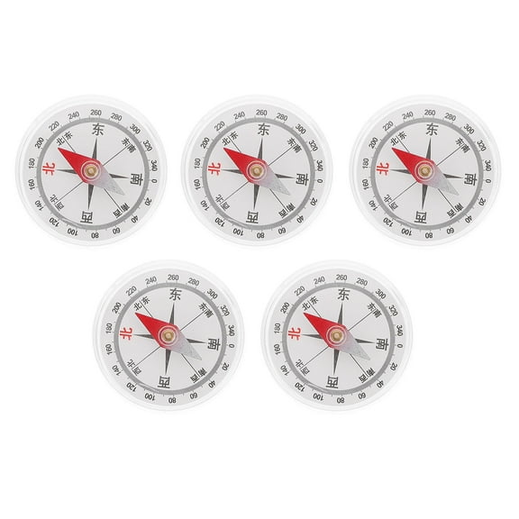HAKIDZEL 5pcs Little Compass Plastic Flat Bottom Direction Finding for Survival Gear