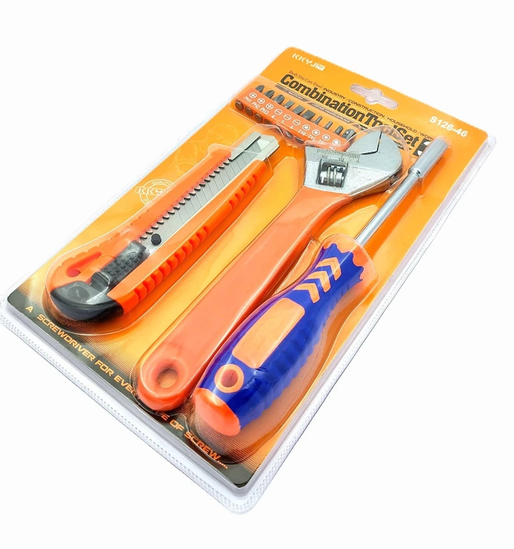 CIRCLE- 4Pcs Of Retractable Utility Knife,Adjustable Wrench&10Pcs Multi-Bits-Usa Fulfill