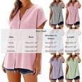 thumbnail image 2 of HongQid Cotton Short Sleeve Button Down Shirts for Women Plaid Tops Linen V Neck Cap Sleeve Casual Loose Blouse Summer, 2 of 7