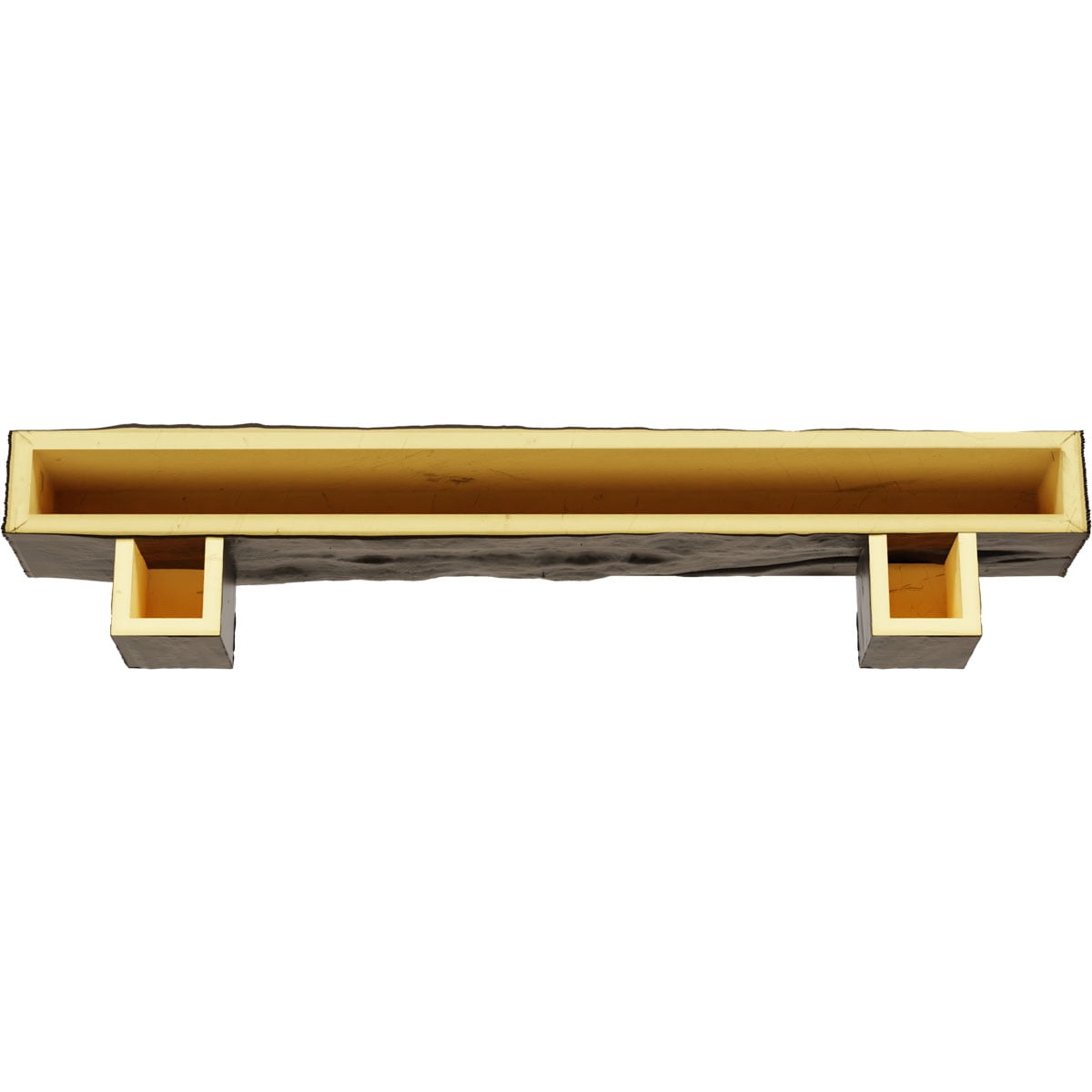 Ekena Millwork 4"H x 4"D x 72"W Riverwood Faux Wood Fireplace Mantel Kit w/ Alamo Corbels, Burnished Mahogany
