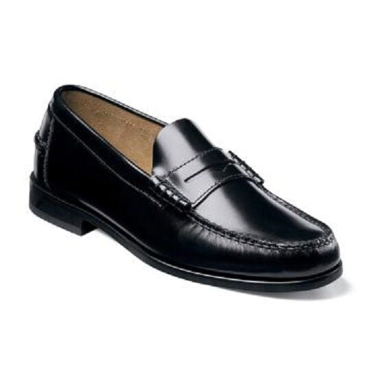 Florsheim - Florsheim Mens Shoes Berkley Black Leather Penny Loafer ...