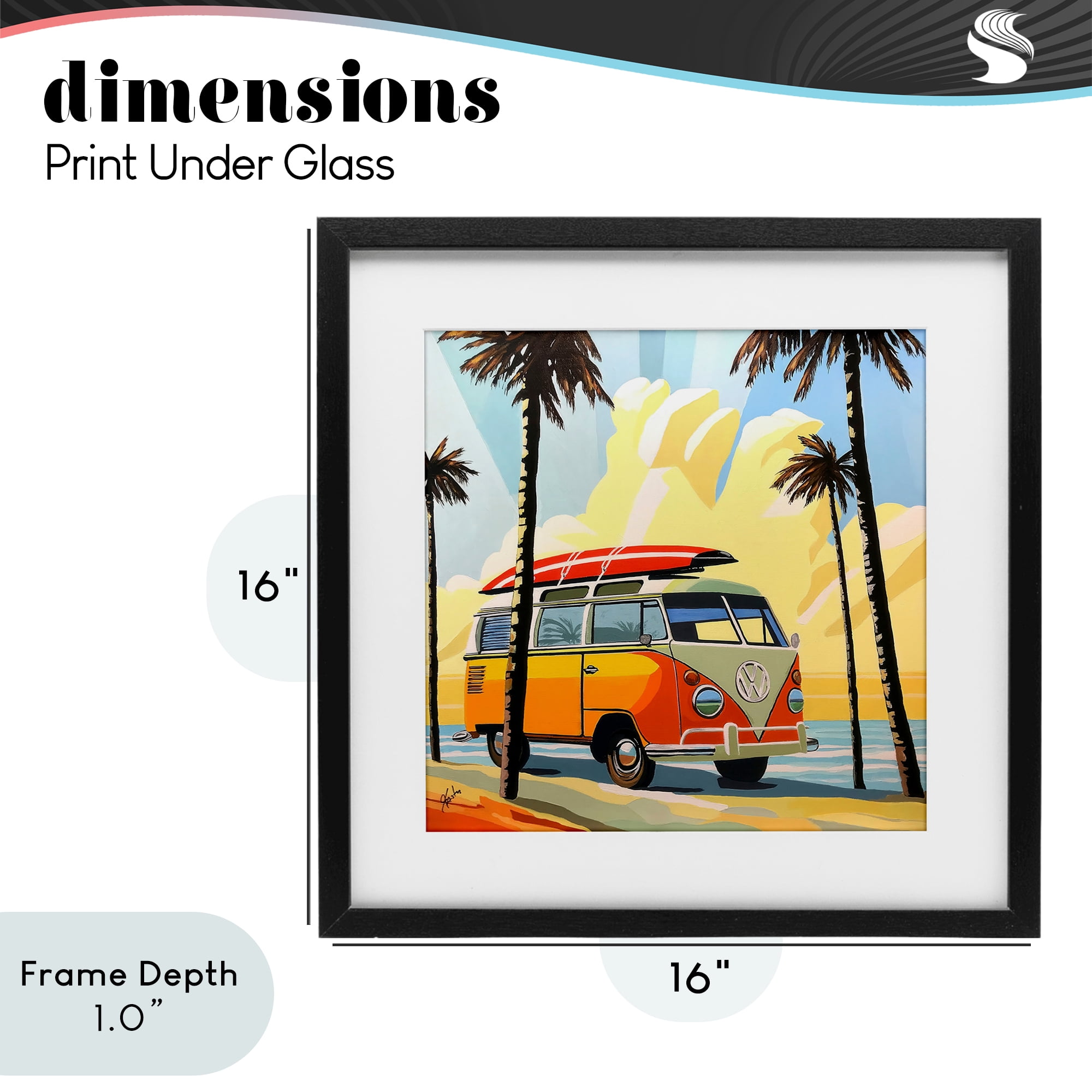 Stupell Industries Road Trip Beach Van Black Framed Print Under Glass, design by John Jaster