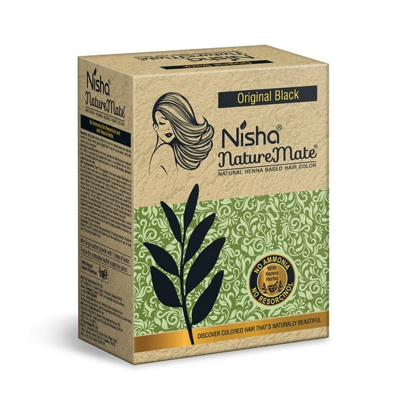 Nisha Nature Mate Hair Dye Color, 100% Grey Coverage Original Black, 2.12 Oz
