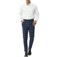 thumbnail image 2 of INSPIRE CHIC Men's Dress Plaid Slim Fit Flat Front Business Pants with Pockets 32 Blue, 2 of 7