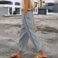 thumbnail image 2 of Pantalones largos de encaje para mujer: cintura elástica con cordón, palazzo/pierna ancha, poliéster, bolsillos, aptos para todas las estaciones, talla real., 2 of 8