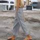 thumbnail image 2 of Pantalones largos de encaje para mujer: cintura elástica con cordón, palazzo/pierna ancha, poliéster, bolsillos, aptos para todas las estaciones, talla real., 2 of 8