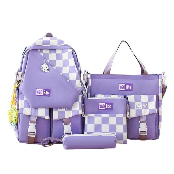 4Pcs Set Women Backpack Harajuku Laptop Canvas School Bags College Student Book Bag Rucksack For Teenage Girls Kawaii Backpack