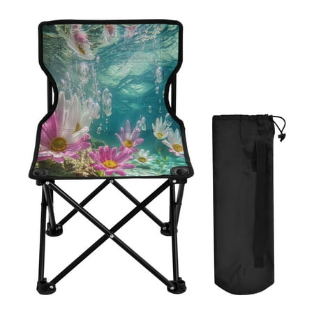 YAZAOO Camping Chairs Modern Underwater Flowers with Bubbles Pattern Folding chair