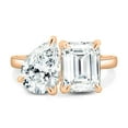 thumbnail image 2 of ESTE ORIGIN 4Ct Toi Et Moi Ring - Pear & Emerald Cut Lab-Grown Diamond Engagement Ring in 14K Rose Gold Two Stone Ring for Women, US 9., 2 of 9