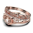 thumbnail image 4 of Antique Art Deco 2.50 Carat Round Cut Crown Morganite And Diamond Moissanite Engagement Ring, Wedding Ring, Two Matching Band in 925 Sterling Silver With 18k Rose Gold Plating, Promise Ring, 4 of 4