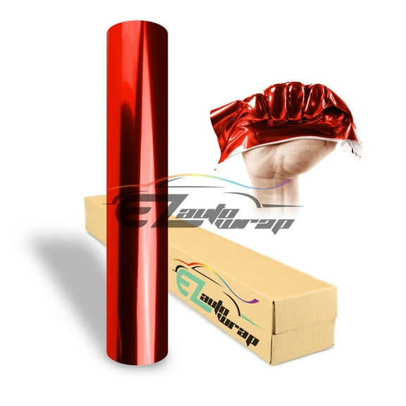 EZAUTOWRAP Chrome Red Mirror Supercast Easy Stretch Vinyl Wrap Sticker Decal Film Sheet Car Vehicle With Air Release Technology