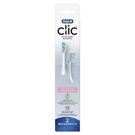 Oral-B Clic Toothbrush Sensitive Clean Replacement Brush Heads, White, 2 Count