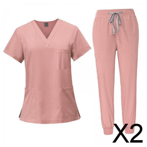 Uniforme médico y pantalones,Conjunto de uniforme médico para mujer con múltiples bolsillos y escote en V,Camiseta y pantalones de uniforme médico,lavables a máquina,cómodos,Ropa de