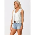 thumbnail image 3 of DARING DIVA Women's Floral Crochet Hollow Out Sleeveless Vest Cardigan M Snow White, 3 of 6