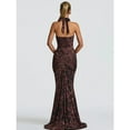 thumbnail image 3 of Leopard Print Backless Sexy Maxi Dress Women Gown Elegant Halter Deep V Neck Sleeveless Bodycon Draped Club Long Dress, 3 of 16
