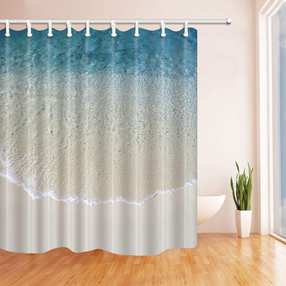BPBOP Ocean Sea Beach Waves Nature Scenery Polyester Fabric Bath ...