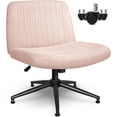 thumbnail image 6 of Cross Chair, Armless Legged Office Desk Chair, with Wheels Swivel Modern Ergonomic Vanity Fabric Adjustable Wide Comfy Computer Task Chairs for Home Office (Beige), 6 of 13