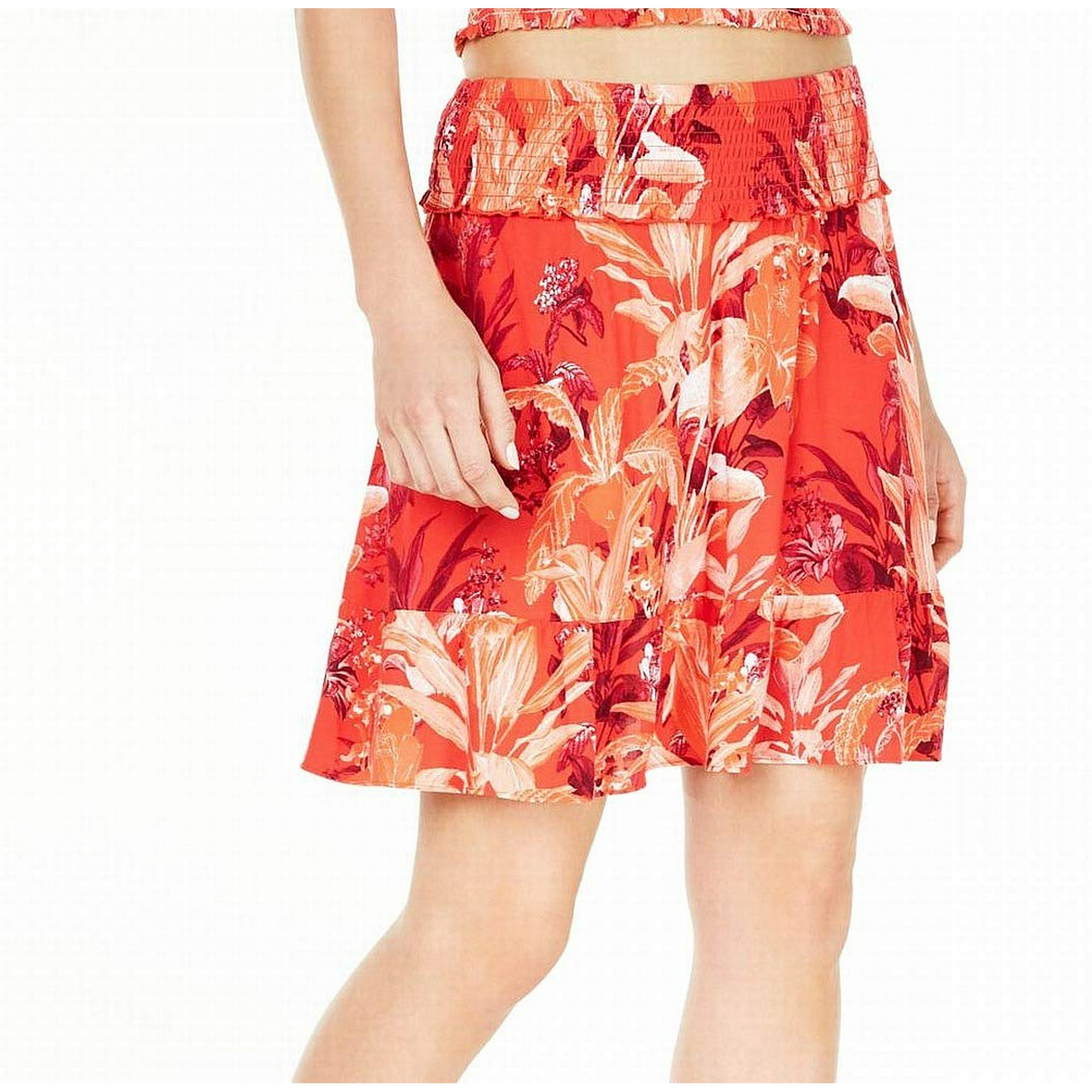 Guess red pleated skirt hotsell