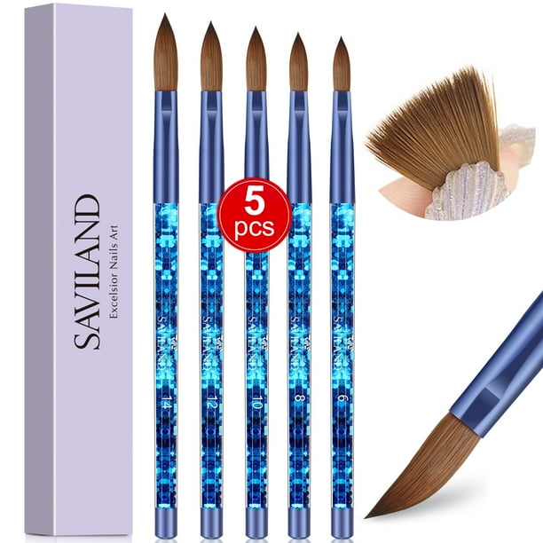Saviland 5Pcs Acrylic Nail Brushes Set Professional Acrylic Nail Art