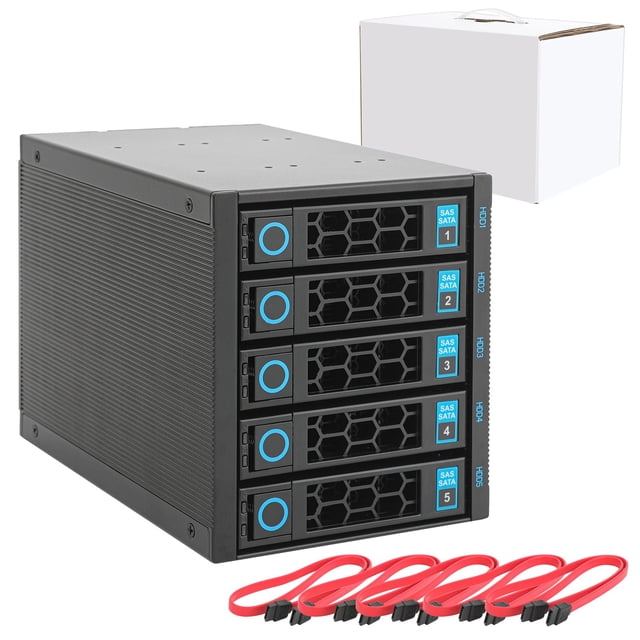 Gabinete para discos duros RackChoice de 3 bahías de 5,25" con 5 compartimentos intercambiables en caliente SATA/SAS