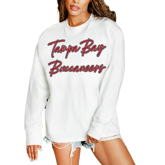 Women's Gameday Couture White Tampa Bay Buccaneers Classic Comeback Oversized Long Sleeve T-Shirt
