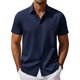 thumbnail image 1 of Tops de Hombro Frío Textura de la Camisa de los Hombres Botón de la Camisa Casual Forro de Manga Corta Collar Plano Top Casual de Moda Diario, 1 of 7