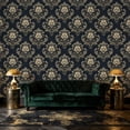 thumbnail image 6 of Baroque Peel and Stick Wallpaper Sophisticated Dark Navy Vintage Baroque blue Wall Mural 23.6in x 9.8ft Self Adhesive Removable Wall Paper Renter Friendly Wallpaper for Bedroom Livingroom Men, 6 of 8