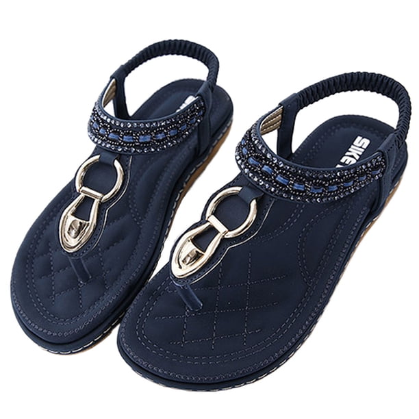 Sandalias planas bohemias para mujer Sandalias de tiras elásticas antideslizantes para primavera verano