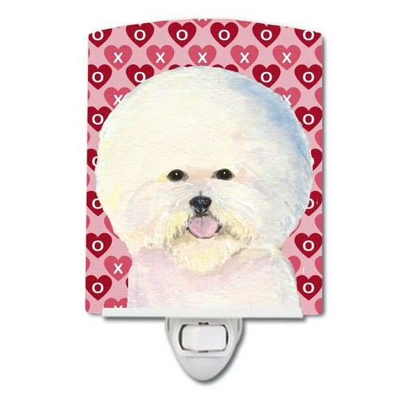 Caroline's Treasures SS4526CNL Bichon Frise Hearts Love and Valentine's Day Portrait Ceramic Night Light, 6x4x3",