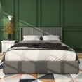 thumbnail image 2 of GDF Studio Anna Queen Size Linen Upholstered Wingback Platform Bed with 4 Drawers Storage, Gray, 2 of 8