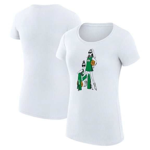 Women's G-III 4Her by Carl Banks White Boston Celtics Super-Slim Fit Lightweight Basketball Girls T-Shirt