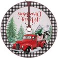 thumbnail image 2 of Falda de árbol de Navidad, 48 pulgadas, granja, invierno, camión rojo nevado, cerdo, vaca, Artificial, árbol de Navidad, negro, blanco, Búfalo, a cuadros, 2 of 4