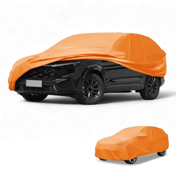 Unique Bargains Car Cover Waterproof All Weather Automotive Outdoor Anti-UV Sun Rain Protection Full Exterior Cover for Honda CRV 210D-PU Orange with Reflective Strips