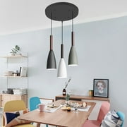 Aluminum Alloy + Iron + Solid Wood Modern 3-Head Chandelier Kitchen Island Modern Pendant Lighting Ceiling Light Fixture