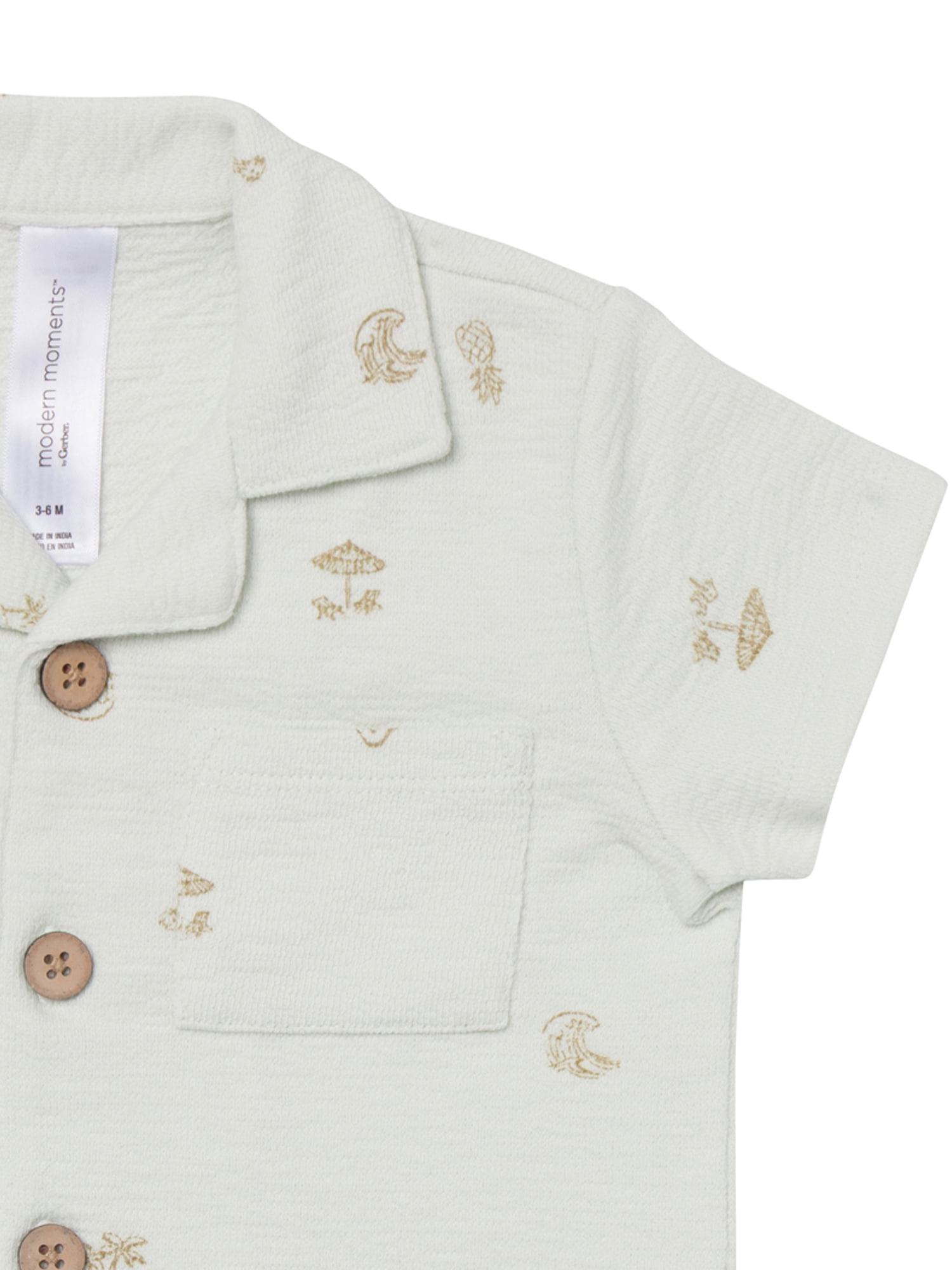 Modern Moments by Gerber Baby Boy Button Down Shirt and Short Outfit Set, 2-Piece, 0/3 Months - 24 Months
