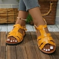 thumbnail image 5 of Htigea Women’s Flat Gladiator Sandals Summer Open Toe Sandal Ankle Strap Buckle Fisherman Shoes Comfortable Summer Flatform Sandal Orange 6, 5 of 9