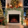 thumbnail image 1 of Adornos navideños de ratán con agujas de pino artificiales de plástico de 1 metro. Adornos navideños de ratán con agujas de pino artificiales. Adornos colgantes para puertas de ratán. Decoración de Ha, 1 of 6