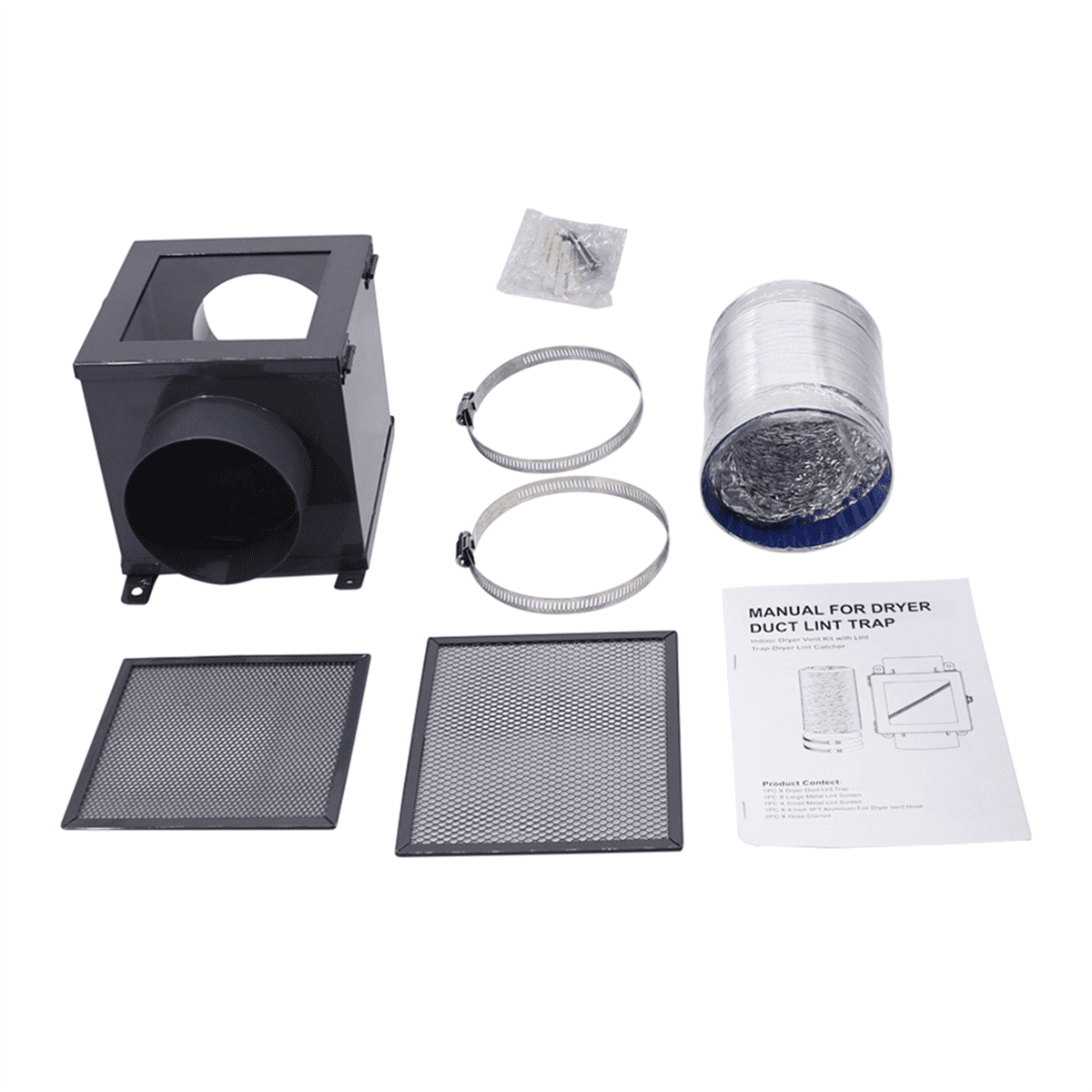 Dryer Duct Lint Trap, Indoor Vent Kit with Hose, Trap for Clothes Dryers - Catcher