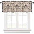 thumbnail image 2 of Kitchen Curtains Valances for Small Windows, Vintage Print Distressed Floral Texture Short Curtain Valance for Living Room, Retro Boho Rod Pocket Blinds Window Printed Drapes 1 Panel 54x18 Inch, 2 of 6