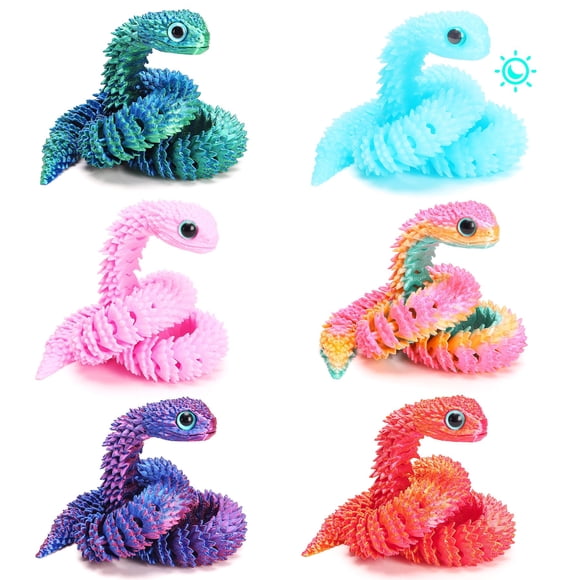 Set de 6 juguetes de serpiente flexibles tipo fidget impresos en 3D RCARQMU