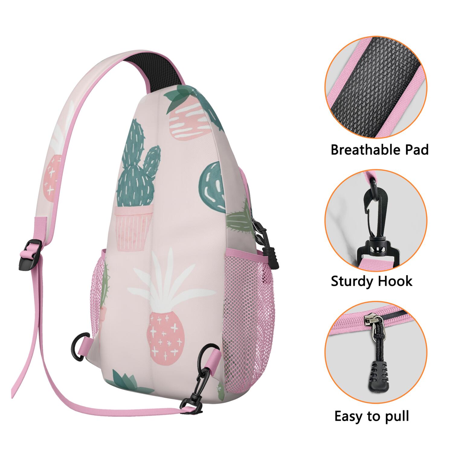 Sling Backpack Crossbody Shoulder BagTravel Sling Bag for Hiking Dating Gym Cycling Working Cactus