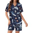 thumbnail image 1 of PRIYAL Ensembles de Pyjama pour Femmes Mignon Baleine Pieuvre Satin Soie Manches Courtes et Pantalons, 1 of 5
